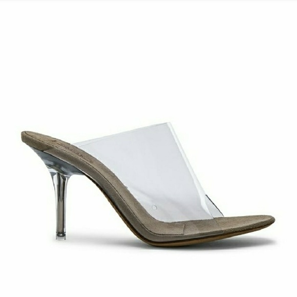 Last Pair 8.5 Left 🆕Transparent Mules Kim K Style - Picture 5 of 8